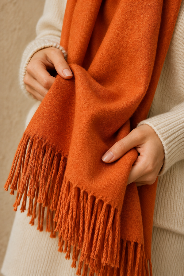 Orange Fringe Scarf