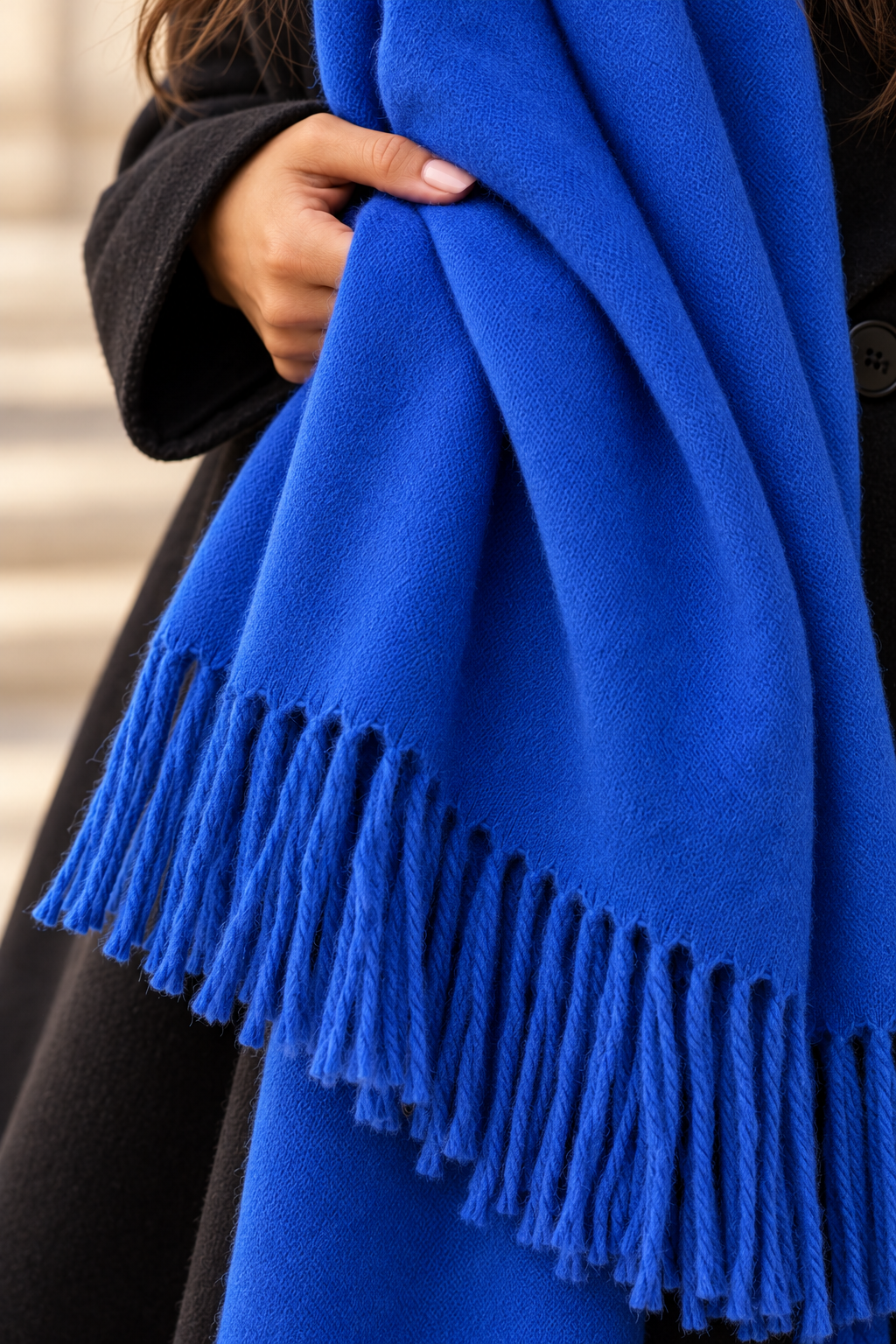 Sapphire Blue Fringe Scarf