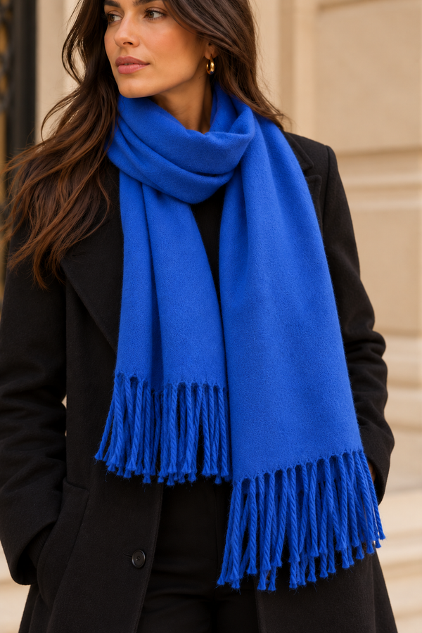 Sapphire Blue Fringe Scarf