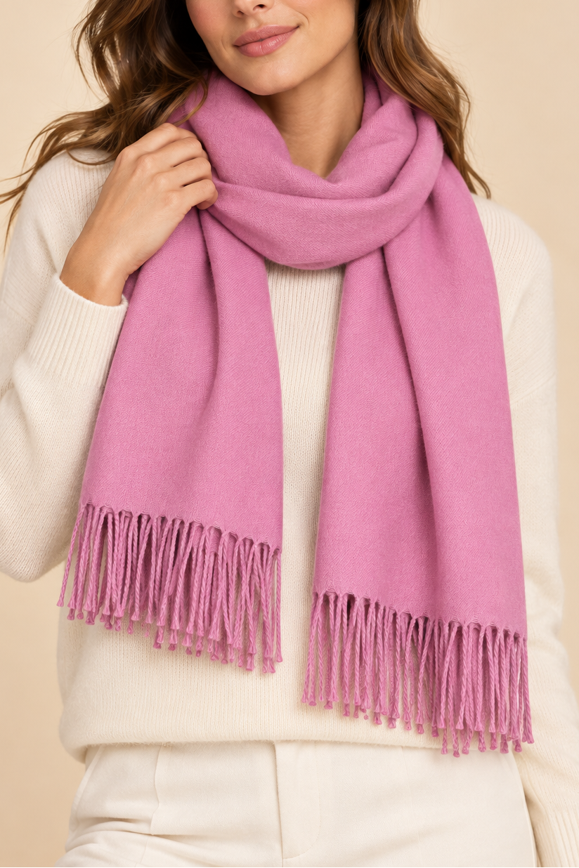Foulard Rose Franges