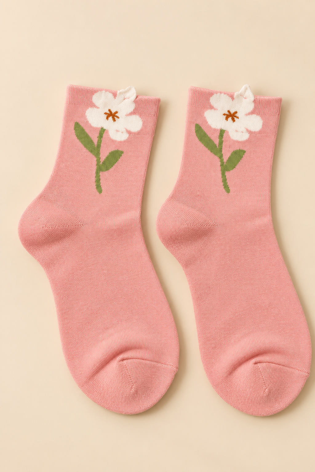 Pink Botanical Crew Socks