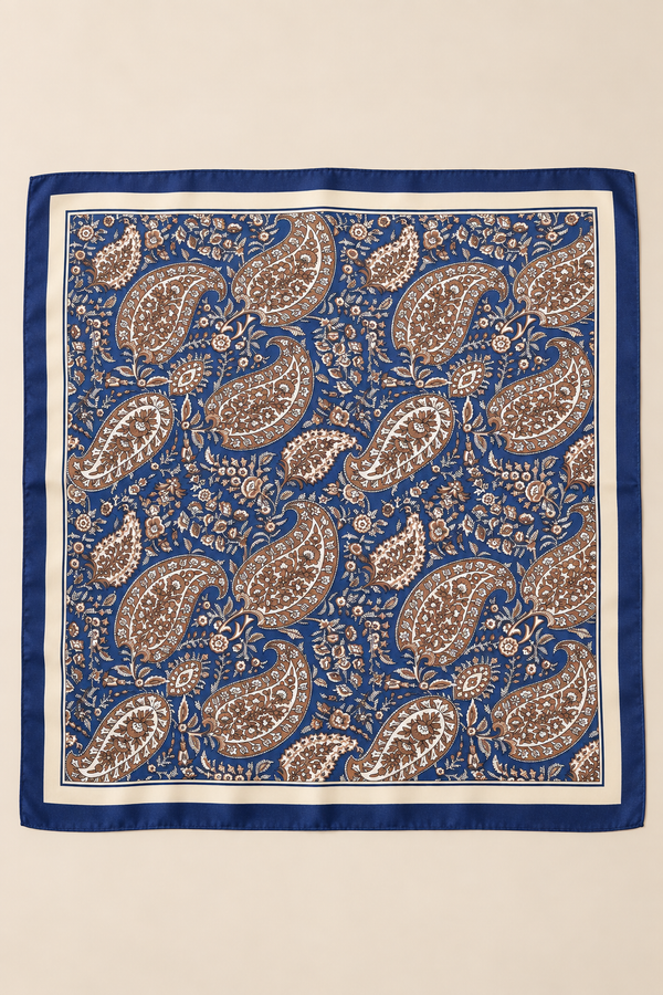 Floral Paisley Square Scarf Navy