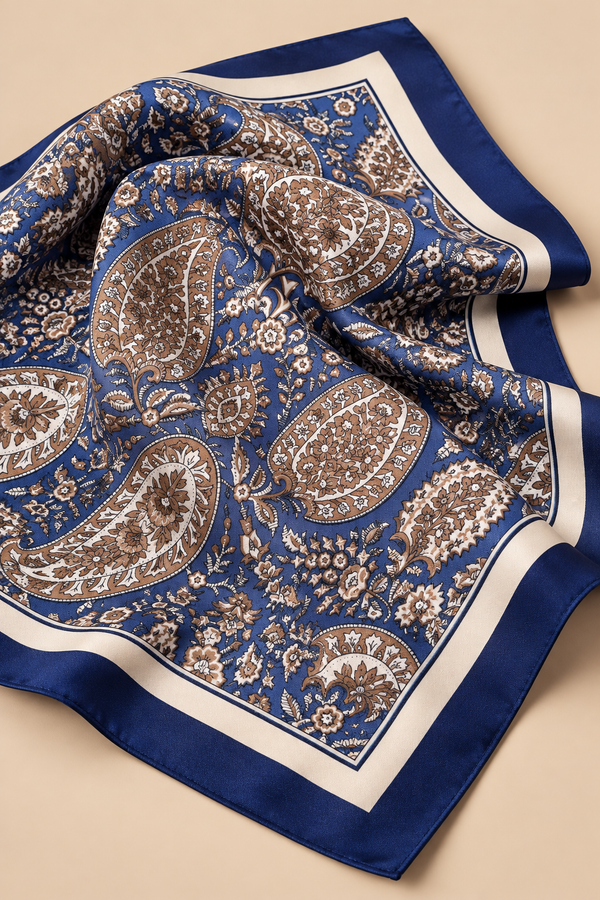 Floral Paisley Square Scarf Navy
