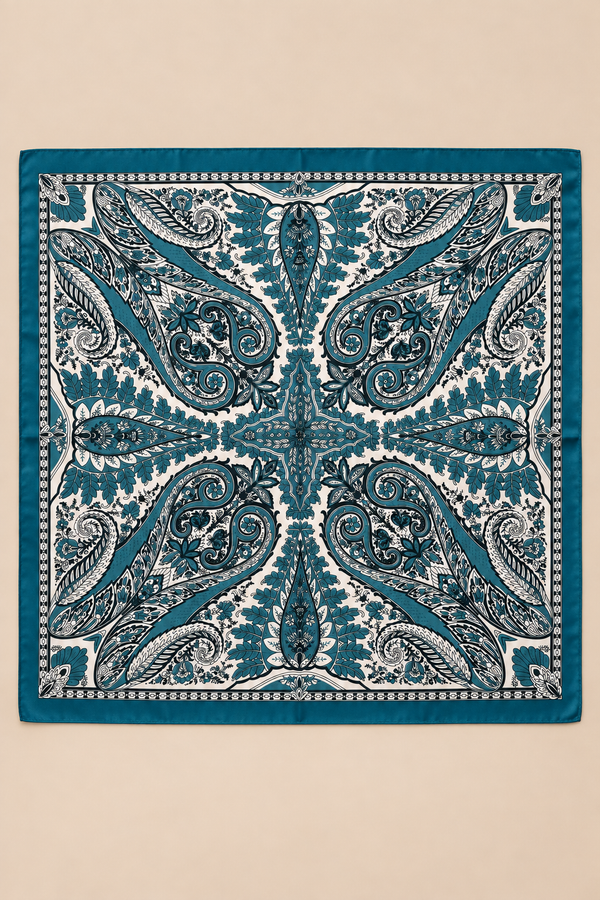 Ornamental Paisley Square Scarf Teal