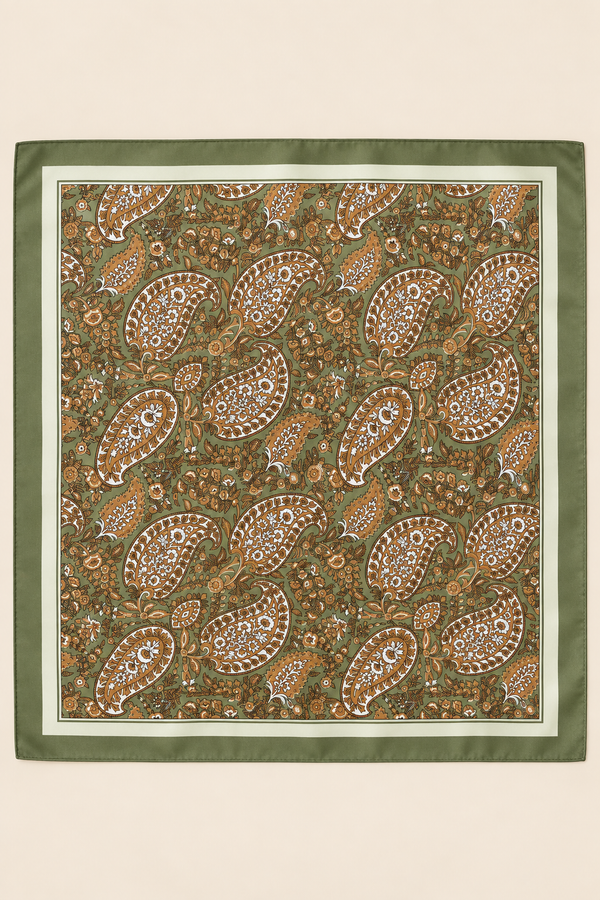 Foulard Carré À Motif Cachemire Floral Vert
