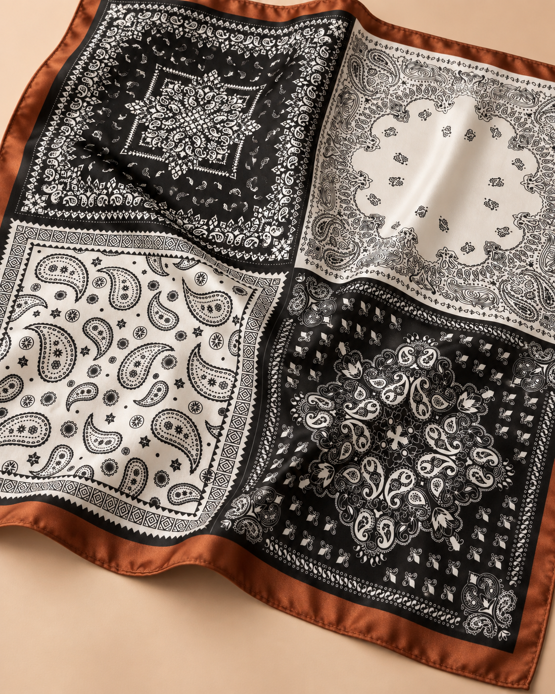 Neutral Patchwork Square Scarf