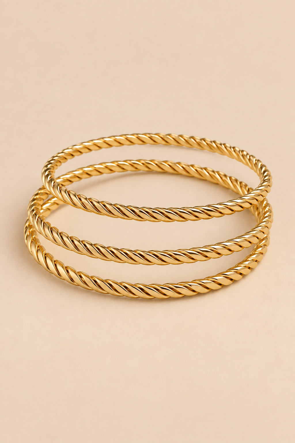 Three-Ring Textured Gold-Tone Bangle Set – Style 010