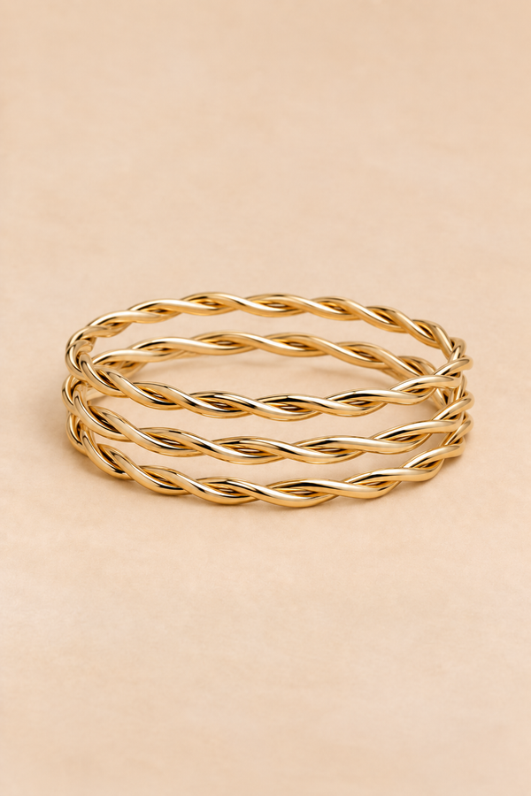 Ensemble de trois joncs dorés texturés – Style 008