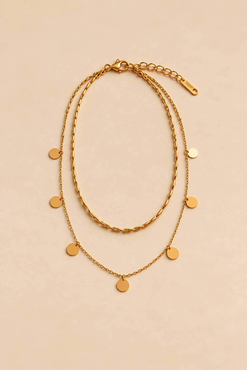 Gold-Tone Double-Layer Disc Necklace