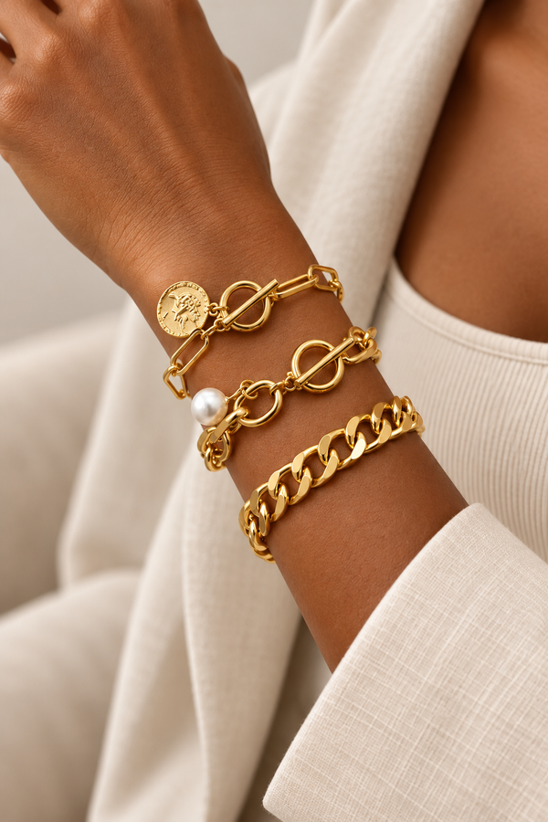 Ensemble de bracelets multi-pièces doré