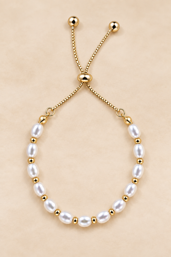 Gold-Tone Pearl Slider Bracelet