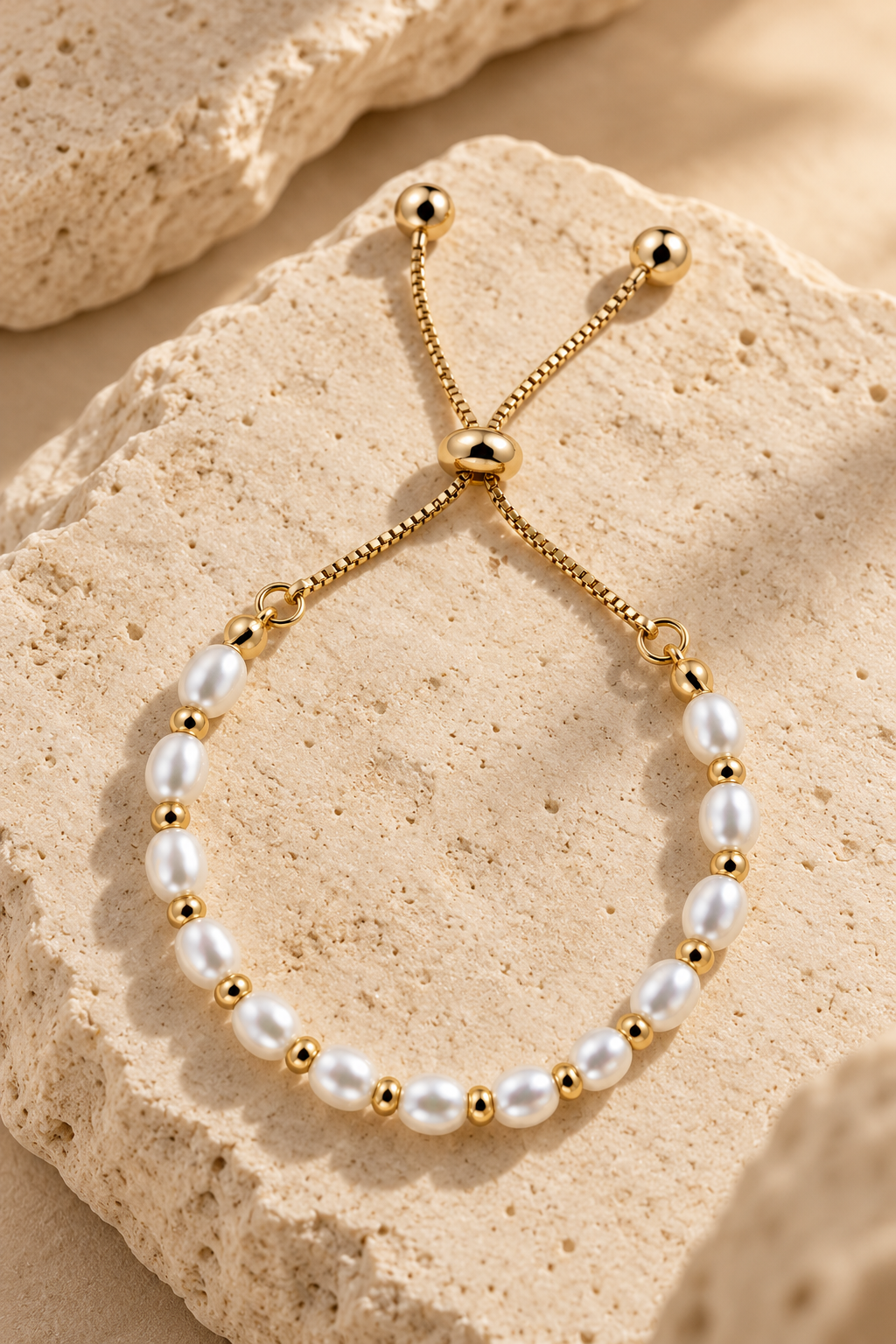 Gold-Tone Pearl Slider Bracelet