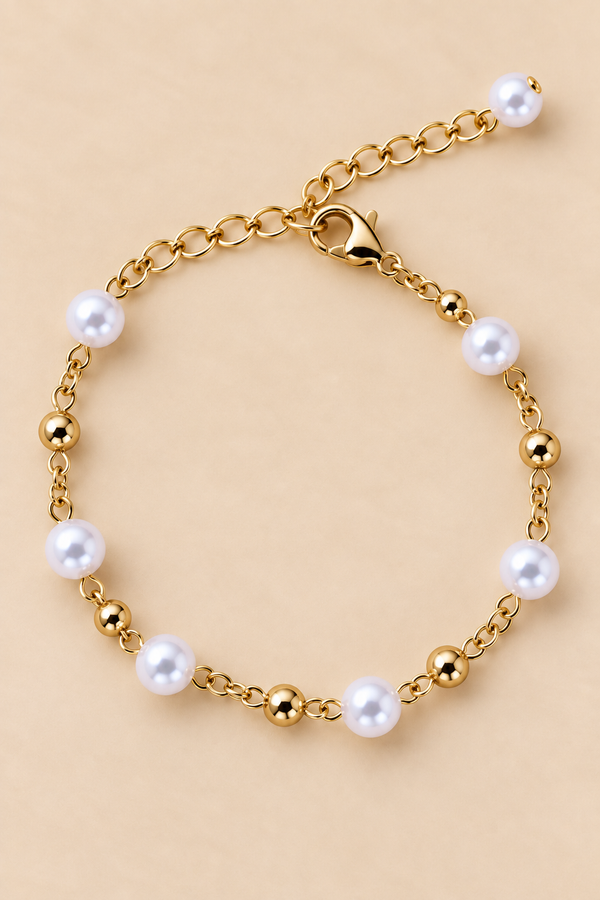 Pearl-Look Bead Chain Bracelet