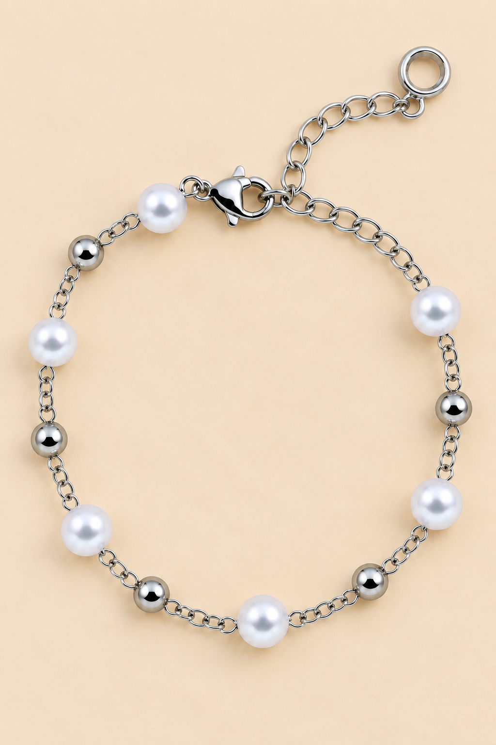 Pearl-Look Bead Chain Bracelet