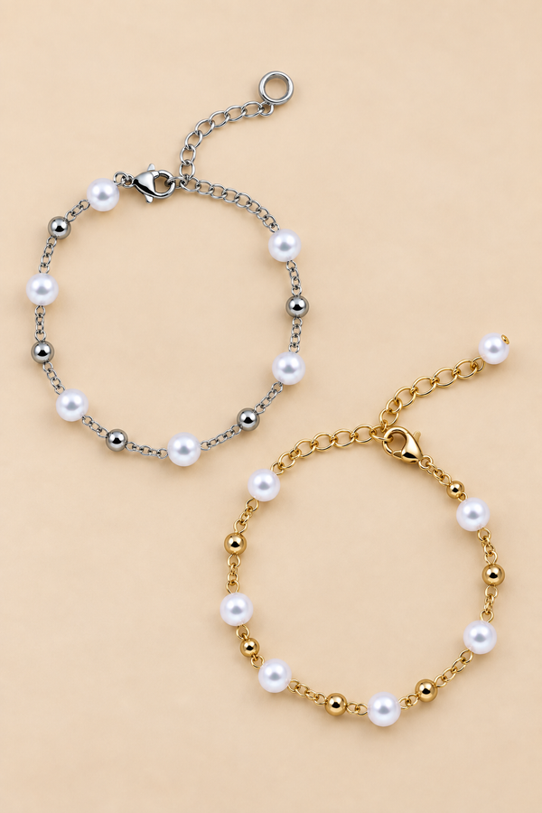 Pearl-Look Bead Chain Bracelet
