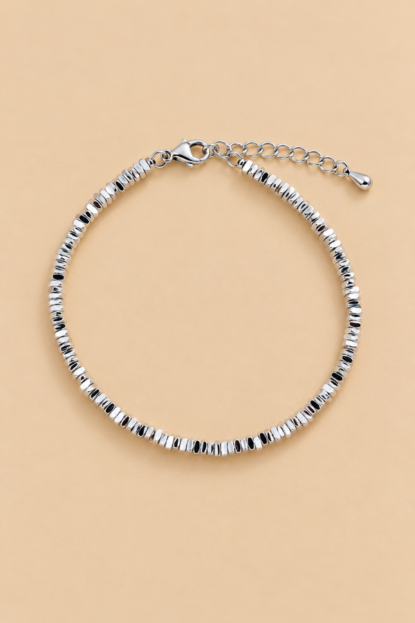 Silver-Tone Textured Bead Bracelet
