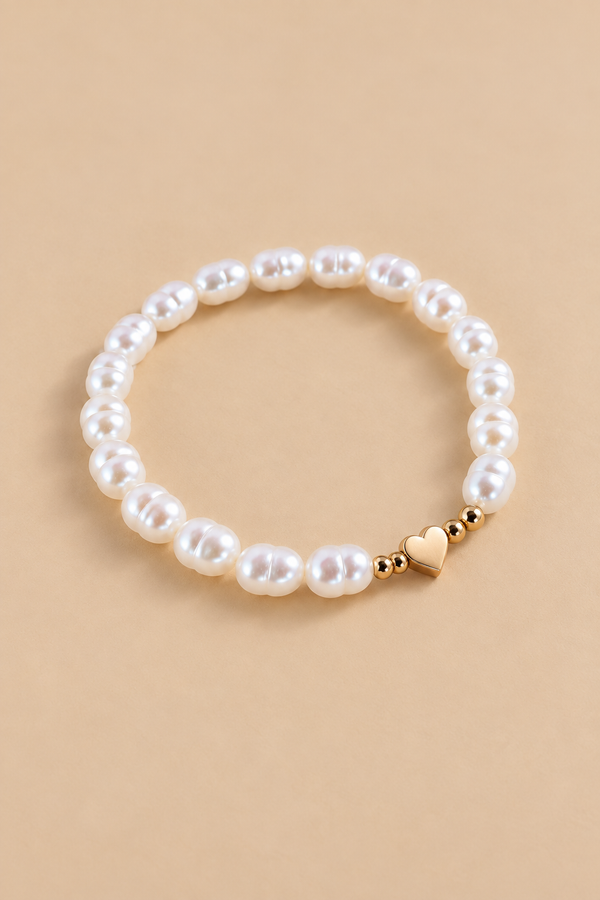 Heart Imitation Pearl Bracelet