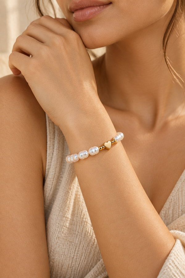 Heart Imitation Pearl Bracelet