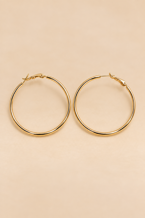 Boucles d’oreilles créoles fines plaquées or 18 K – 45 mm