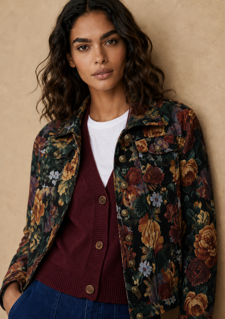 Tatiana Floral Jacket Woven Jacquard Button-Front