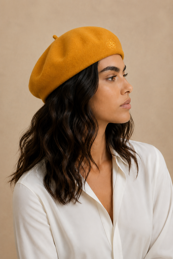 Pampidou Classic Wool Beret Tonal Embroidery Many Colors