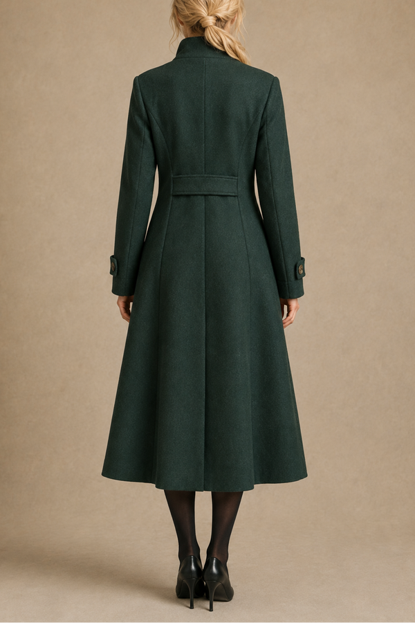 Harper Retro Flared Coat Side Buttons Elegant