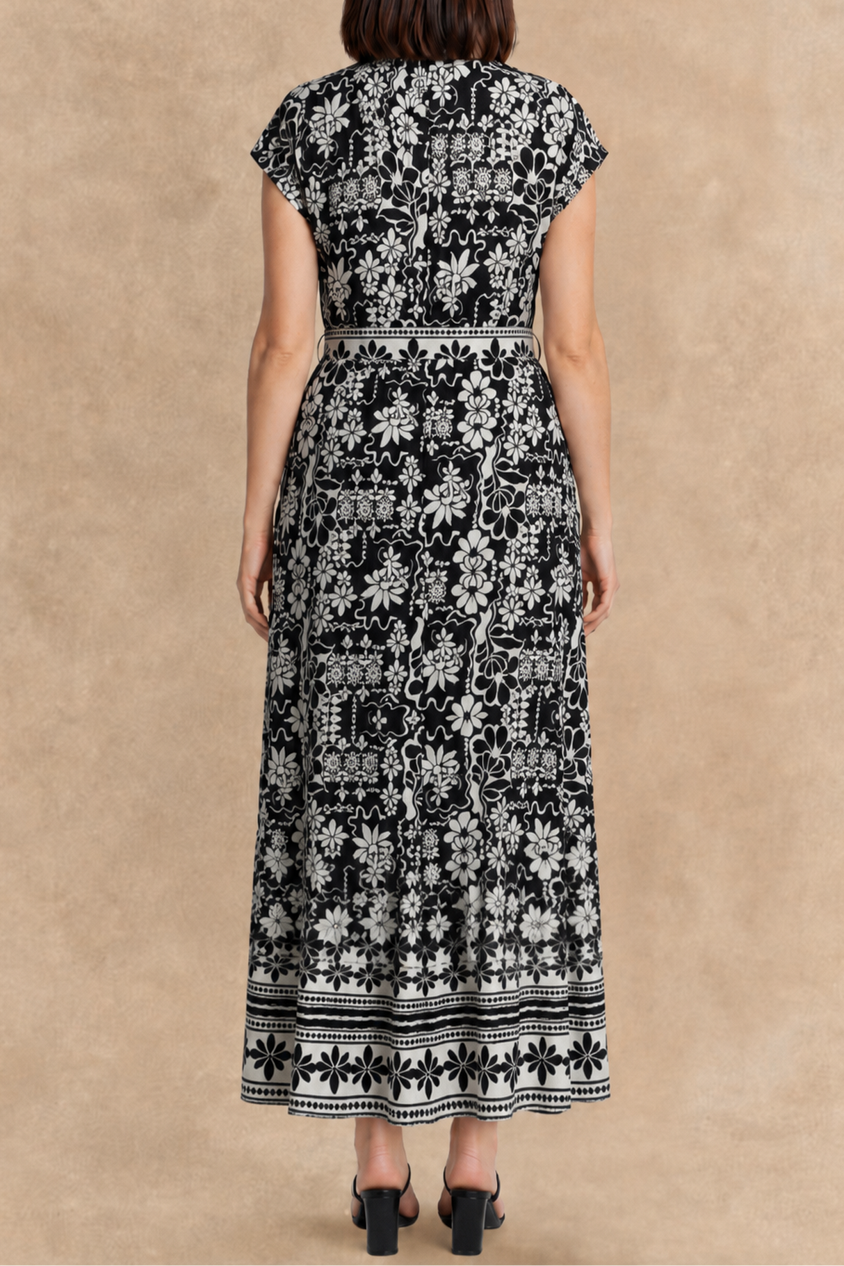 Melodie Black & White Floral Shirt Dress
