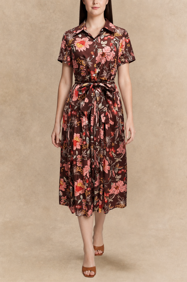 Augustine Midi Shirt Dress Floral Print