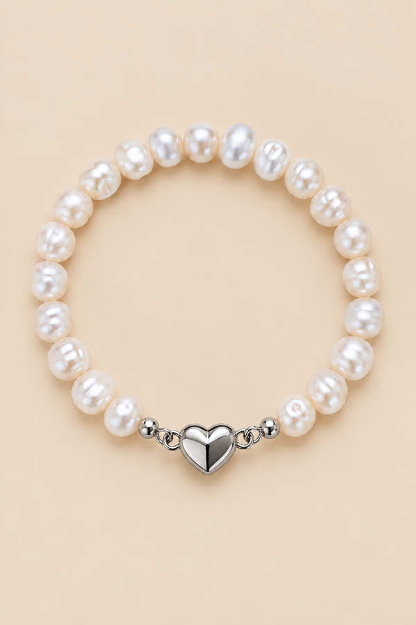 Pearl Heart Clasp Bracelet