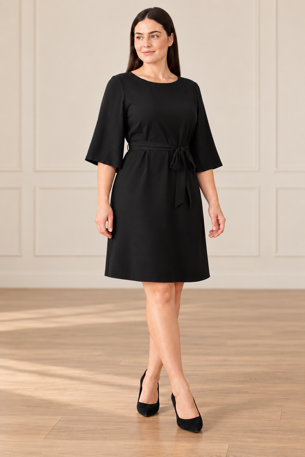 Jennifer Solid Belted Dress
