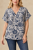 Amalia |  Printed High-Low V-Neck Top