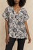 Amalia |  Printed High-Low V-Neck Top