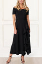 Chelsea Maxi Dress Off Shoulders Side Ruffle Black