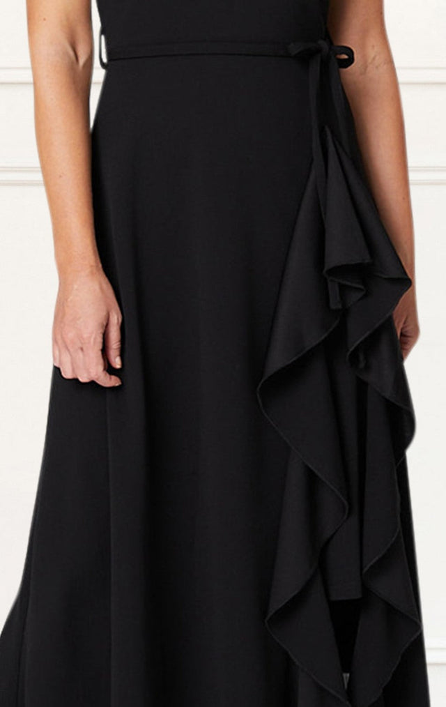 Chelsea-Maxi-Dress-Off-Shoulders-Side-Ruffle-Black-2