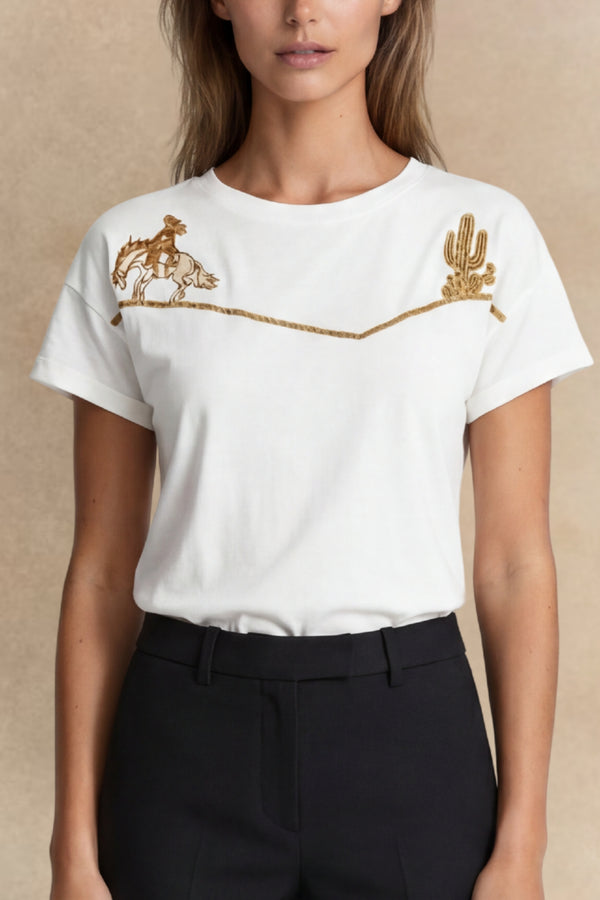 Cheyenne Western Embroidered Casual Tee