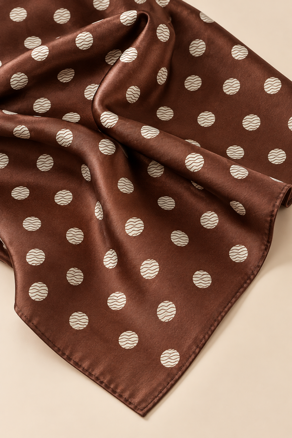 Brown Polka-Dot Square Scarf