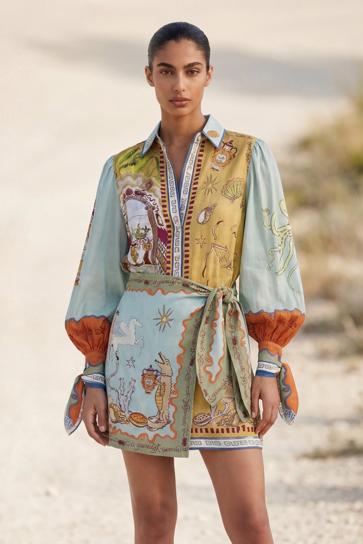 Christina Robe Chemise Manches Longues