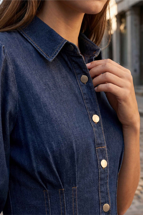 Chrystele Denim Midi Shirt Dress