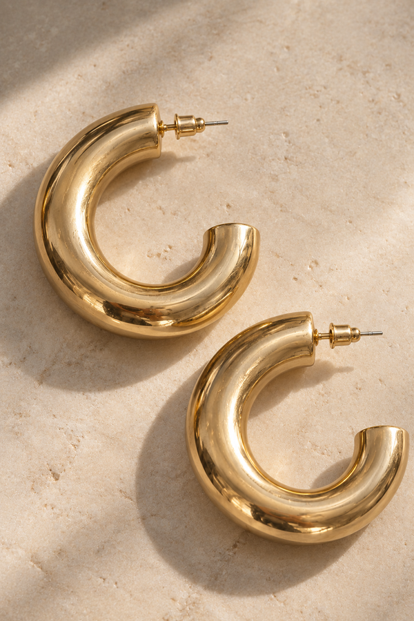 Large Sculpted Hoop Earrings