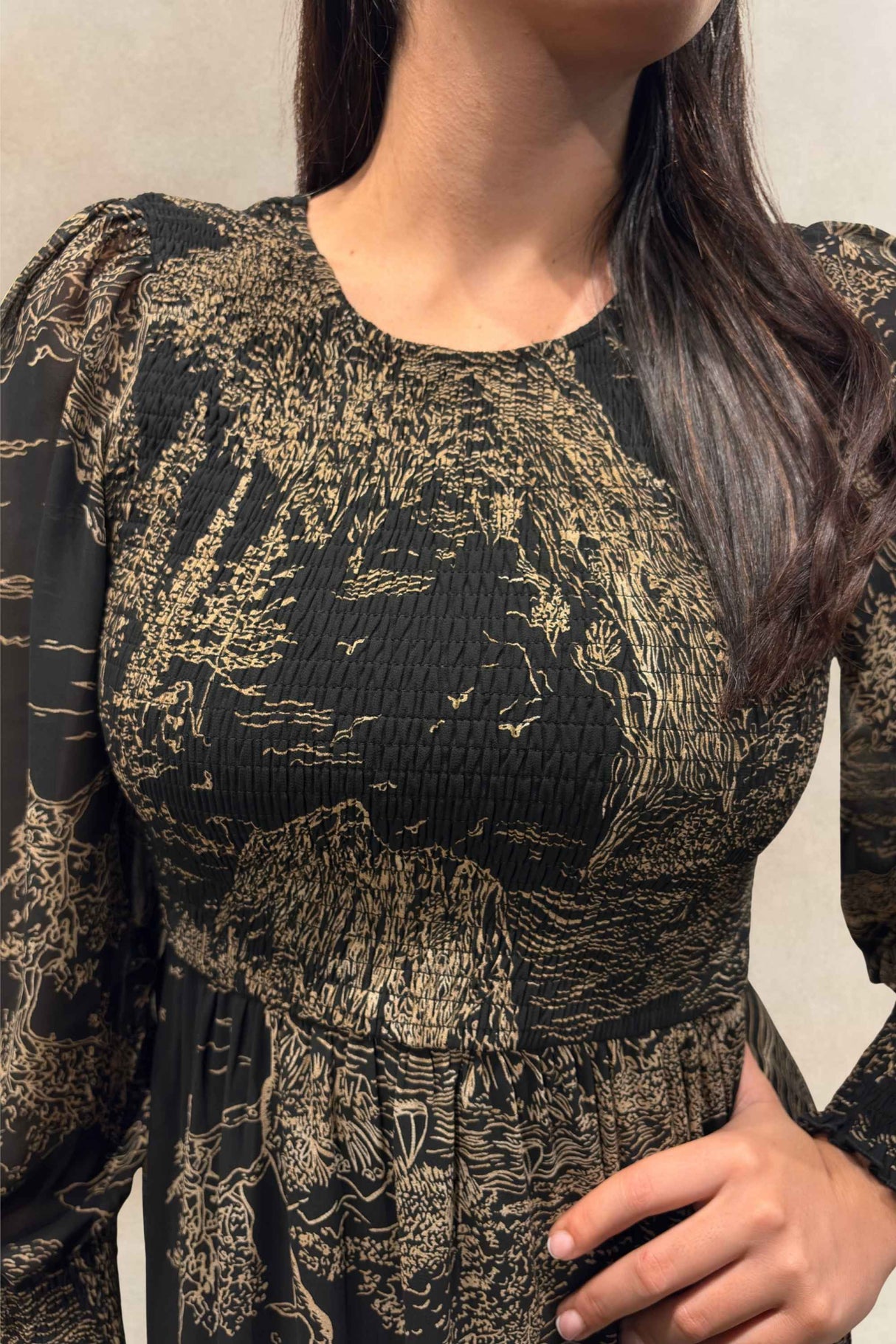 Francesca Black Smocked Dress