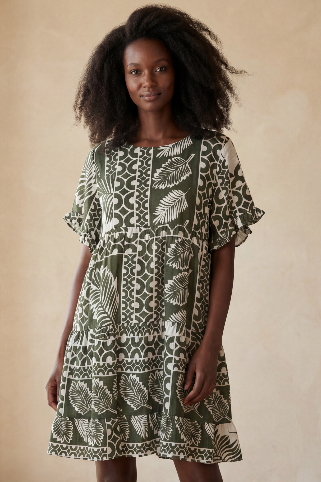 Clara Robe Ample Trapeze Tropical Vert 