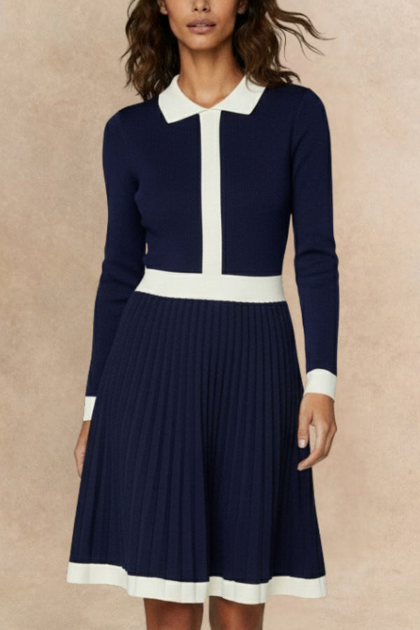 Robe en tricot Clarissa à bordures contrastantes