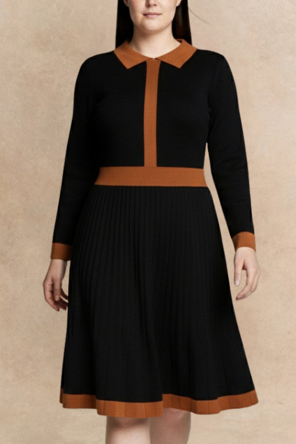 Robe en tricot Clarissa à bordures contrastantes