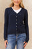 Collette Cardigan Uni Léger Boutonné Devant Manches Longues