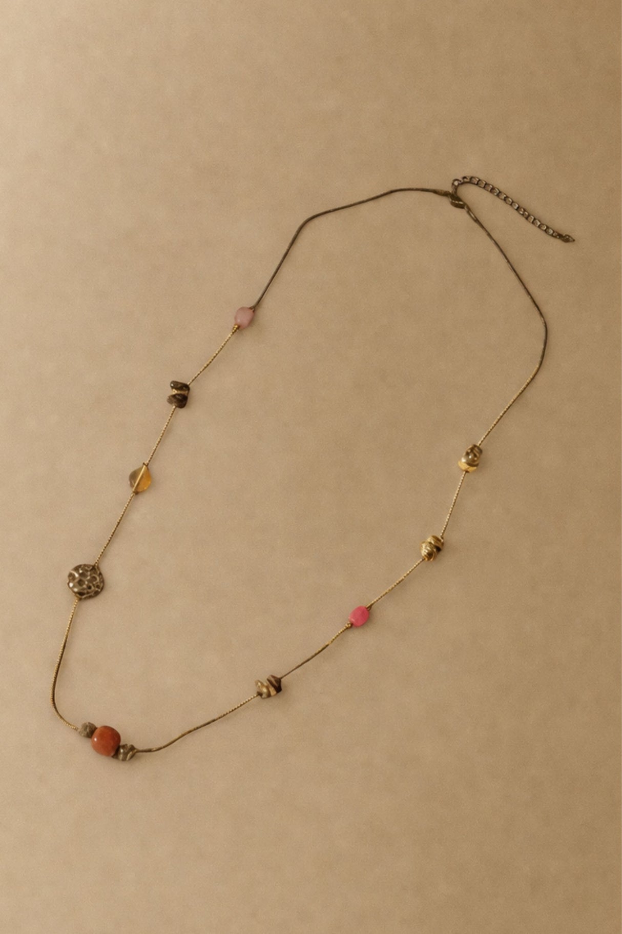 Long Beaded Necklace Natural Stones