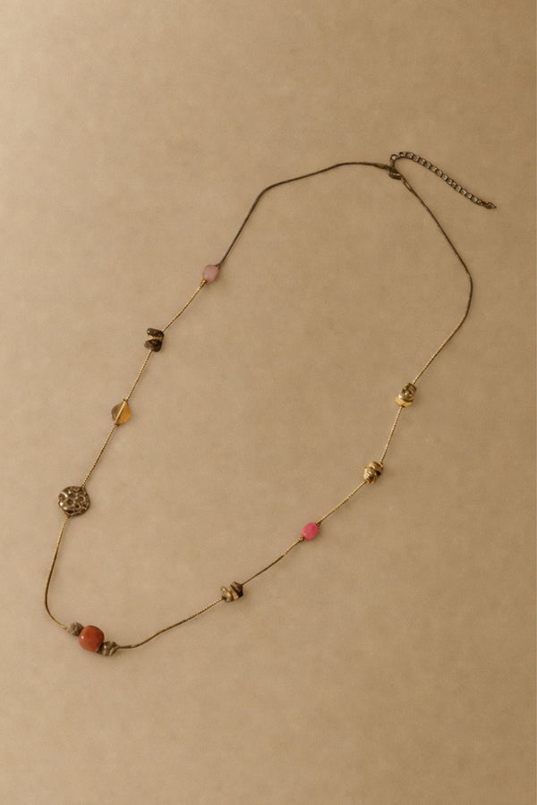 Long Beaded Necklace Natural Stones