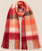 Coral & Cream Plaid Fringe Scarf