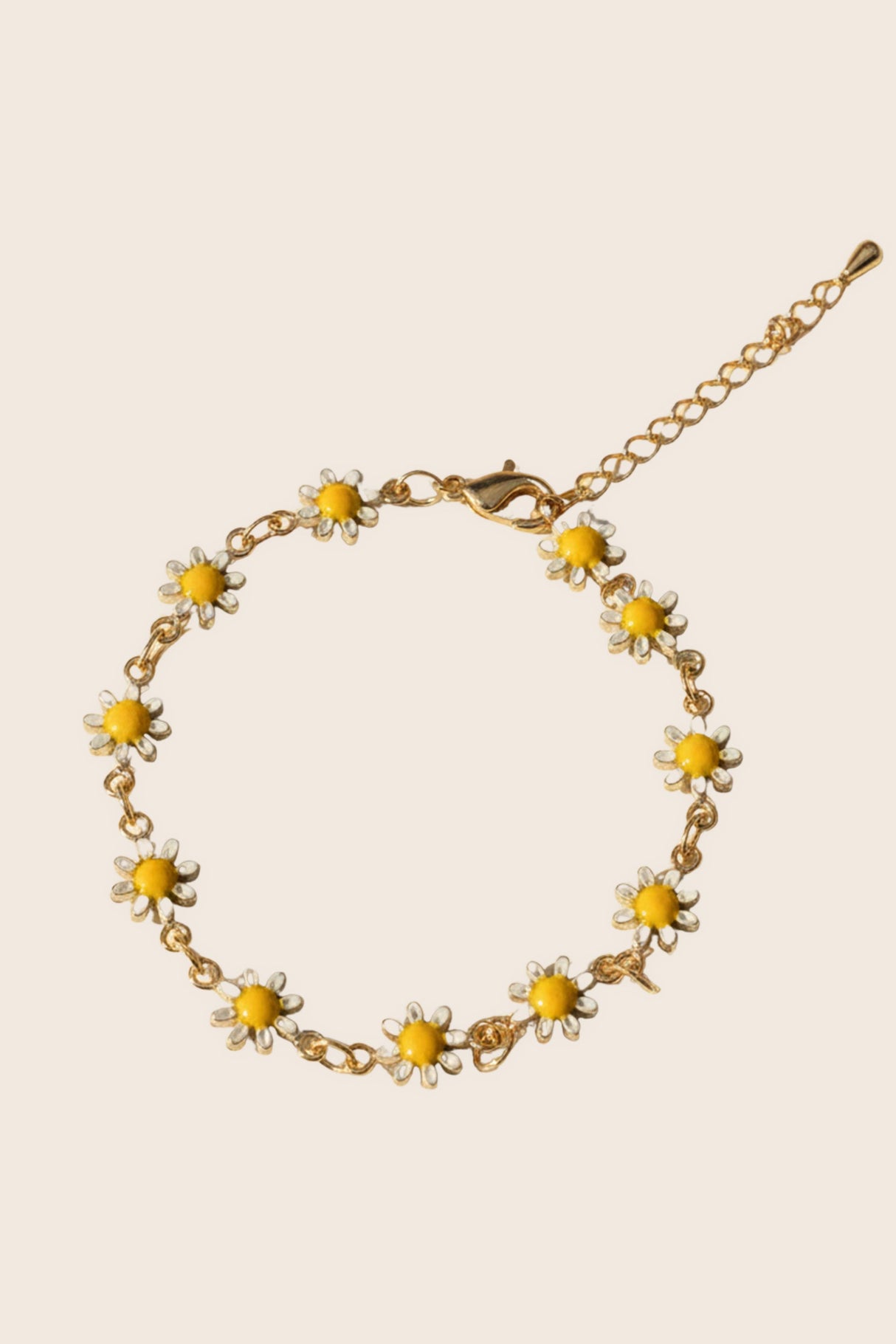 Bracelet chaîne à fleurs marguerites en ton or