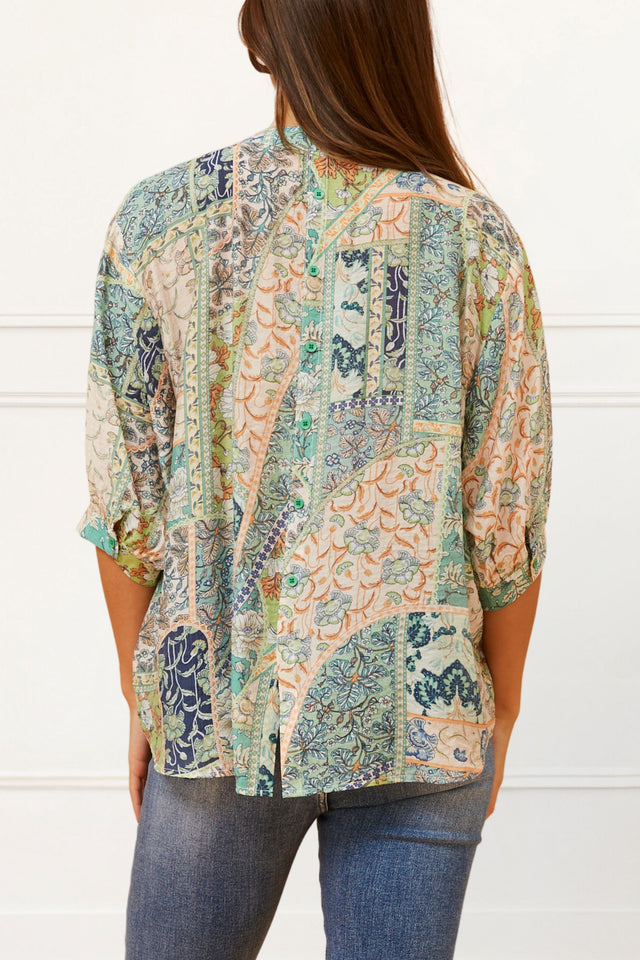 Daphne Top Floral Print Button Down Front