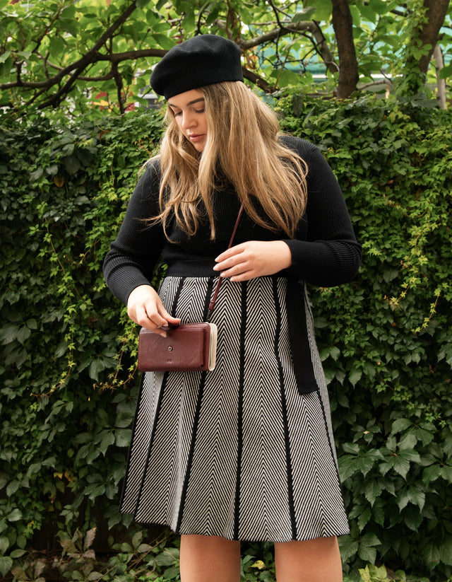 Black and white herringbone skirt deals